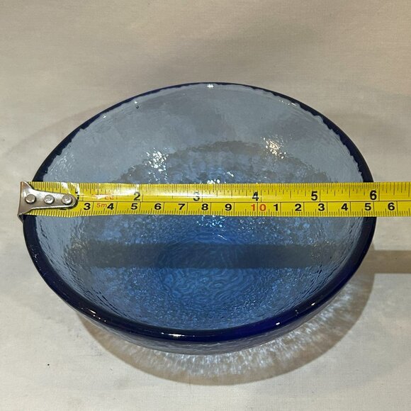 Fire and Light Recycled Glass Bowl EUC Cobalt Blue 6" D x 2.15" H - Picture 3 of 4